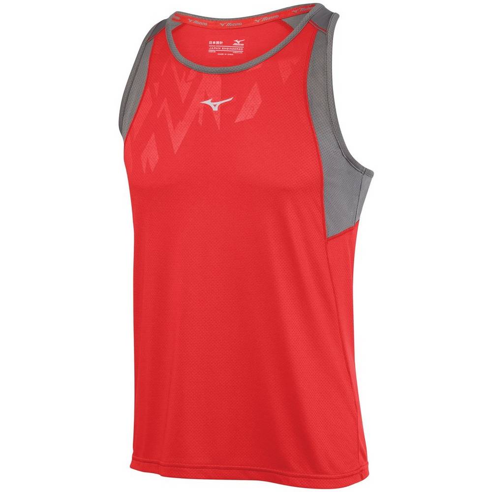 Mens Mizuno Singlet Alpha Vent Tank Top Red Philippines (CNJBEZ853)